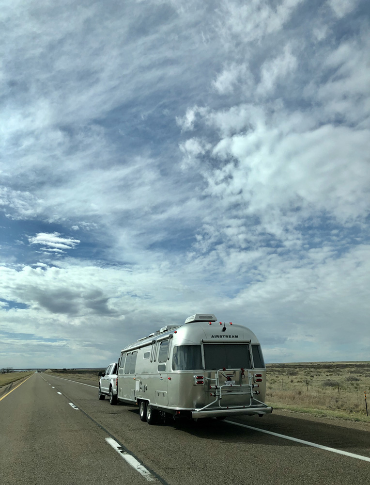 Airstream on the road, Texas