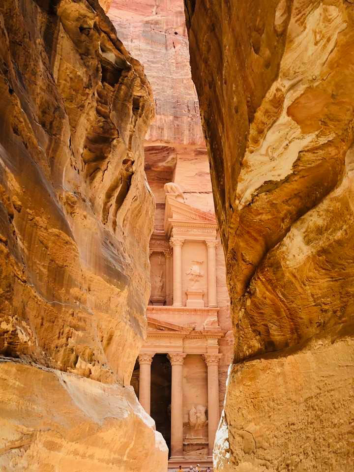 Entering the ancient city of Petra, Jordan