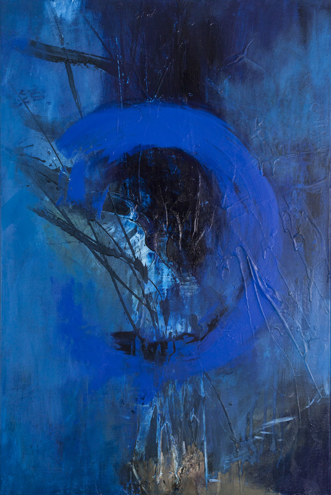 My aim is blue 36x24 (2017)<br>Private Collection
