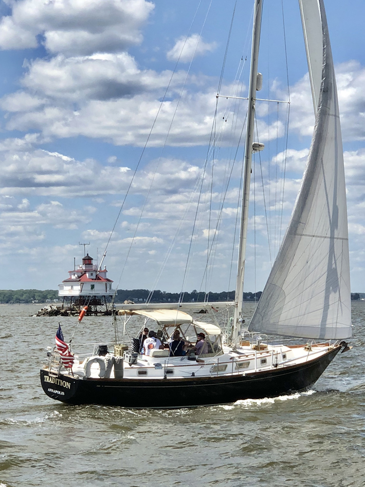 Sailing by Thomas Point Shoal light, Chesapeake Bay